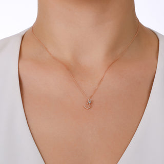 LETTER J GOLD DIAMOND BLUE TOPAZ SMALL NECKLACE