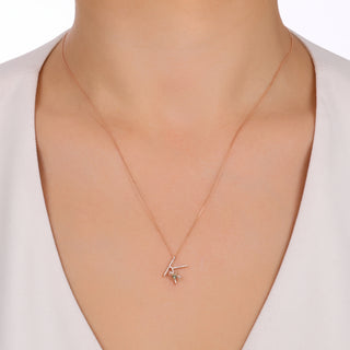 LETTER K GOLD DIAMOND PERIDOT NECKLACE