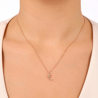 LETTER L GOLD DIAMOND PERIDOT SMALL NECKLACE