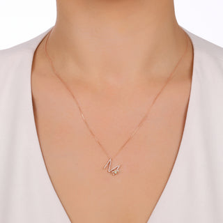 LETTER M GOLD DIAMOND PERIDOT SMALL NECKLACE