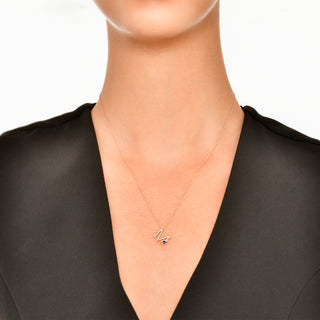 LETTER M GOLD DIAMOND SAPPHIRE NECKLACE