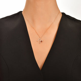 LETTER N GOLD DIAMOND GARNET NECKLACE