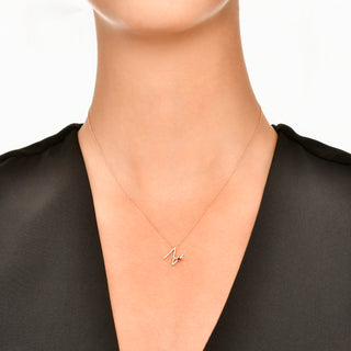 LETTER N GOLD DIAMOND RUBY NECKLACE