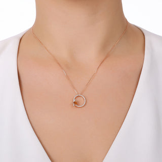 LETTER O GOLD DIAMOND CITRINE NECKLACE