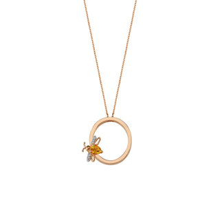LETTER O GOLD DIAMOND CITRINE NECKLACE