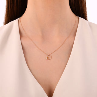 LETTER O GOLD DIAMOND CITRINE SMALL NECKLACE