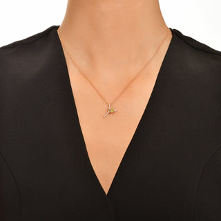 LETTER Y GOLD DIAMOND PERIDOT NECKLACE