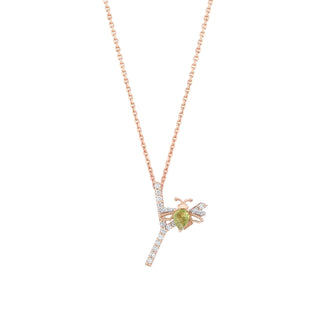 LETTER Y GOLD DIAMOND PERIDOT NECKLACE