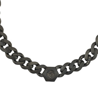 AIR SILVER BLACK DIAMOND CHAIN NECKLACE
