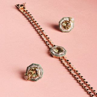 HONEYCOMB GOLD BAGUETTE DIAMOND EMERALD EARRINGS