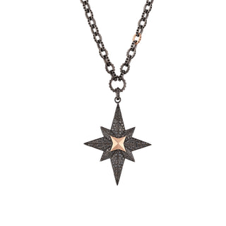 NORTH STAR GOLD & SILVER BLACK DIAMOND PENDANT