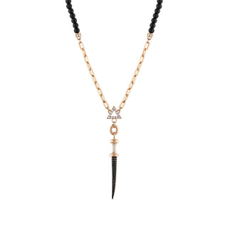 SWORD FIRE GOLD BLACK DIAMOND CHAIN NECKLACE