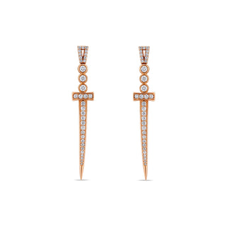 SWORD GOLD DIAMOND DANGLE EARRINGS