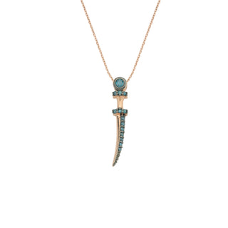 SWORD GOLD BLUE DIAMOND NECKLACE