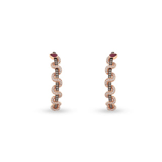 KUNDALINI GODDESS GOLD COGNAC DIAMOND RUBY EARRINGS