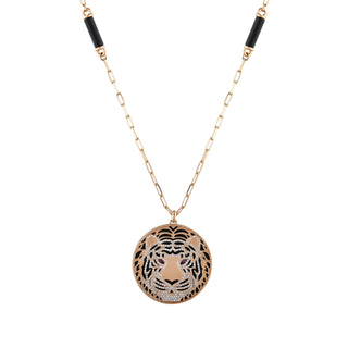 TIGER 18K GOLD DIAMOND RUBY CHAIN NECKLACE