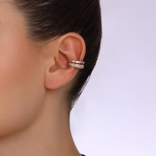MONDRIAN 2 ROWS GOLD BAGUETTE DIAMOND EAR CUFF