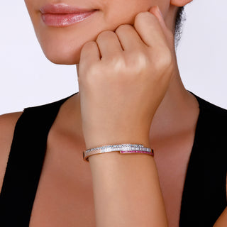 MONDRIAN GOLD BAGUETTE DIAMOND BLUE TOPAZ BRACELET