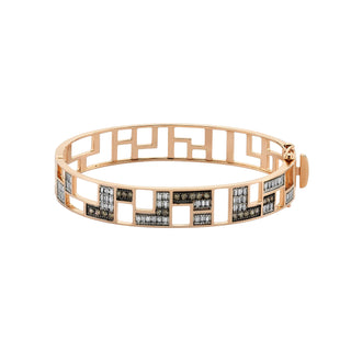 MONDRIAN GOLD FULL BAGUETTE BROWN DIAMOND CLAMP BRACELET