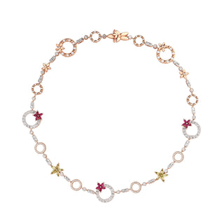 APPLE SEED ALLURE 18K GOLD DIAMOND RUBY PERIDOT NECKLACE