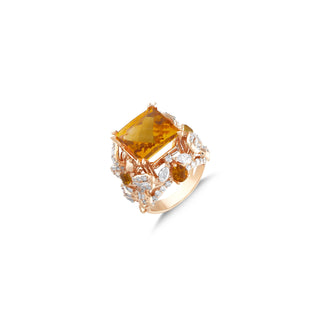 QUEEN BEE ARINNA GOLD CITRINE DIAMOND RING