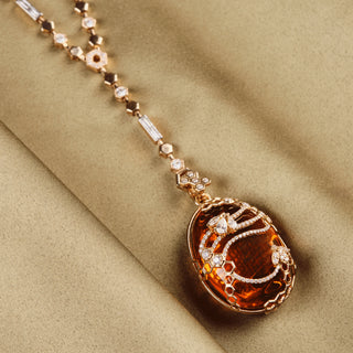 HONEYCOMB GOLD DIAMOND CITRINE PENDANT