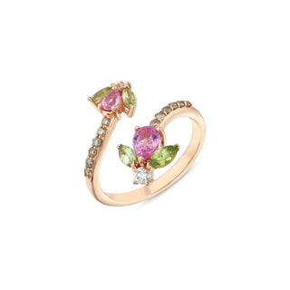 QUEEN BEE GOLD BROWN DIAMOND PINK SAPPHIRE RING