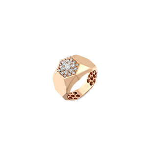 HONEYCOMB HALO GOLD BAGUETTE DIAMOND PINKY RING