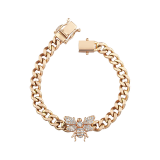 QUEEN BEE HANIA ELEGANCE GOLD BAGUETTE DIAMOND CHAIN BRACELET