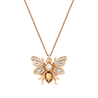 QUEEN BEE BON BON GOLD DIAMOND CITRINE NECKLACE