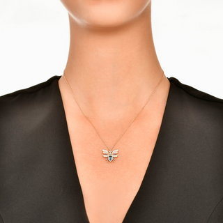 QUEEN BEE BON BON BLUE TOPAZ GOLD DIAMOND NECKLACE
