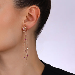 HONEYCOMB GOLD DIAMOND PINK SAPPHIRE EARRINGS