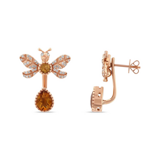 QUEEN BEE EVA GOLD DIAMOND CITRINE EARRINGS