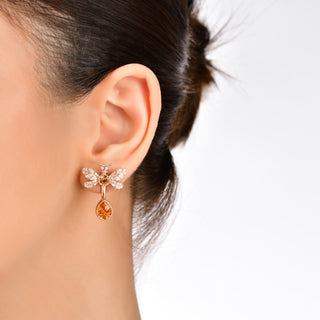 QUEEN BEE EVA GOLD DIAMOND CITRINE EARRINGS