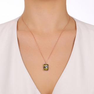 QUEEN BEE GOLD DIAMOND BLUE TOPAZ NECKLACE