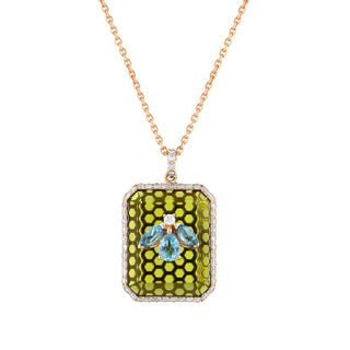 QUEEN BEE GOLD DIAMOND BLUE TOPAZ NECKLACE