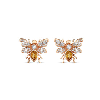 QUEEN BEE BON BON GOLD BAGUETTE DIAMOND CITRINE EARRINGS