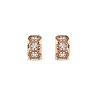 HONEYCOMB HALO GOLD DIAMOND DOUBLE EARRINGS
