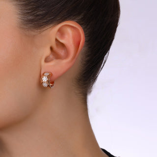 HONEYCOMB HALO GOLD DIAMOND DOUBLE EARRINGS
