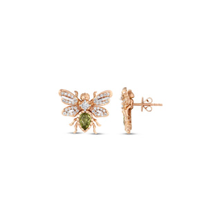 QUEEN BEE BON BON GOLD DIAMOND PERIDOT EARRINGS