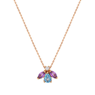 QUEEN BEE MAYA GOLD DIAMOND BLUE TOPAZ NECKLACE