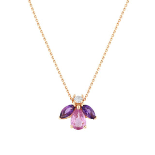 QUEEN BEE MAYA GOLD PINK SAPPHIRE AMETHYST DIAMOND NECKLACE