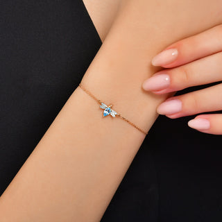 QUEEN BEE BELLA GOLD DIAMOND BLUE TOPAZ BRACELET