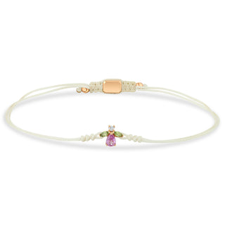QUEEN BEE MAYA GOLD DIAMOND PINK SAPPHIRE CORD BRACELET