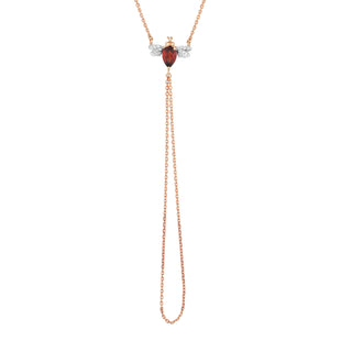 QUEEN BEE BELLA GOLD DIAMOND GARNET SMALL HAND CHAIN