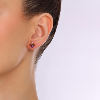 QUEEN BEE MAYA GOLD DIAMOND AMETHYST SINGLE EARRING