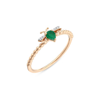 QUEEN BEE LILY GOLD DIAMOND EMERALD RING