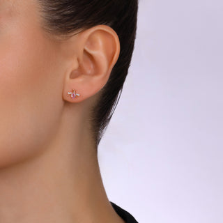 QUEEN BEE LILY GOLD DIAMOND PINK SAPPHIRE XSMALL SINGLE EARRING