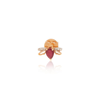 QUEEN BEE BELLA GOLD DIAMOND RUBY SINGLE EARRING