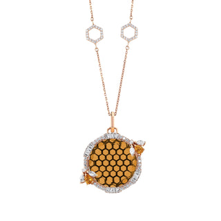 HONEYCOMB GOLD DIAMOND CITRINE NECKLACE
